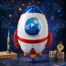 Parti Dükkanı Roket Folyo Balon 65X51 cm Helyum Uyumlu Uzay Temalı Doğum Günü Balonu Space Party Roket Parti Süsü Çocuk Parti Dekorasyonu