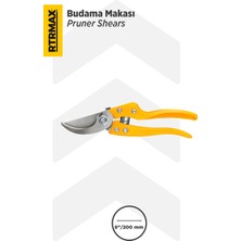 Rtrmax RH05814 Sarı Metal Saplı Bahçe Makası Boy: 20 cm Kesme Çapı: 25 mm