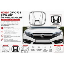 İTHAL Honda Civic Fc5 2016-2021 Ön Panjur Amblemi Krom H Logo Ön Arma Uyumlu