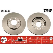 TRW Ön Fren Aynası Astra H 04 > Combo C 03> Merıva B 10> Zafıra B 05> 280X25X5DL Havalı 95526655