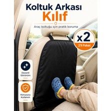 Oto Koltuk Arkası Yıkanabilir Koruyucu Kılıf 2'li Set - Araba Koltuğu Çizik Kir Darbe Koruma - Çocuk Tekme Izi Önleyici - 58CM x 42CM