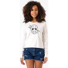 Tshirthane Jason Voorhees Facemask Ekstra Uzunkol Sweatshirt Ekru