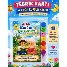 Nostaljik Lezzetler Kur'an Okuyorum Hediyesi 5 Set Kur'an Kursu-Hatim Töreni Hatırası Emoji Kurşun Kalem Tebrik Kartı Hediyeli