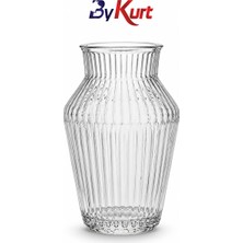 ByKurt Şeffaf Cam Vazo Dekoratif Çiçek Vazosu Salon Masa Konsol Ofis Süsü
