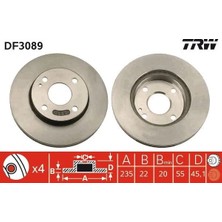 TRW Ön Fren Diski Hava Kanallı Mazda 323 Famılıa Lantıs 1.5l Z5 Zl Ba Bj Kasa 96-01 235 Çap x 4 Bij On - Takım Disk Fiyatıdır