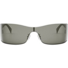 Celine CL40283U 16A Kadın Güneş Gözlüğü - Maske Form Gümüş Metal Çerçeveli Füme Camlı