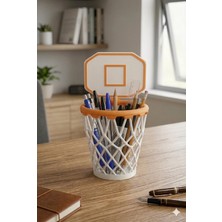 Basketbol Tutkunlarına Özel Mini Basket Potası Tasarımlı Kalemlik - Hediyelik Masa Aksesuarı (17 Cm)