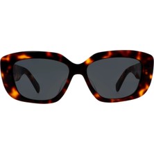 Celine CL40216U 53A Kadın Güneş Gözlüğü - Büyük Geometrik Form Havana Kemik Çerçeveli Füme Camlı