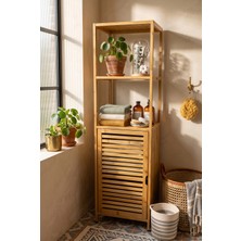 Robin Home Bambu Tek Kapaklı 3 Raflı Çok Amaçlı Banyo Düzenleyici Organizer Dik Dolap