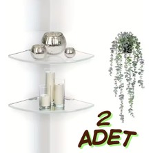 2 Adet 8mm Pleksi Hayalet V Raf | Banyo Mutfak Organizer Düzenleyici Metal Ayak Bağlantlı 18CM