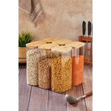 Cooker 6'lı 3 Litre Borosilikat Cam Bambu Kapaklı Kavanoz CKR4551