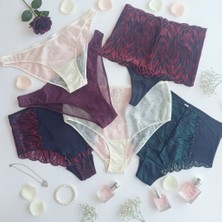 Bonbon Kadın Çeyizlik ve Bohçalık 6'lı Paket Saten Dantel Karışık Renk Checky Slip Serisi BB2654