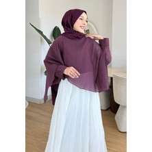 Tesettür Diyarı Rodri Tül Modal Kumaş Asimetrik Kesim Bluz- Mürdüm