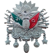 Osmanlı Devlet Arması Vidalı Kabartma Logo Küçük 10X8CM Krom