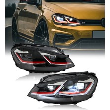 Vw Golf 7.5 2018-2019 Mk7.5 Kayar Sinyalli Kırmızı J Ön Far