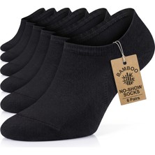 Gowith 6'lı Bambu Siyah Dikişsiz Elastan Görünmez No Show Sneakers Kadın Çorabı 2112