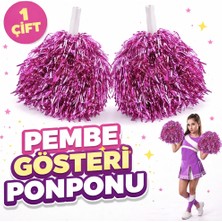 1 Çift ( 2 Adet ) Pembe Renk 23 Nisan 19 Mayıs 29 Ekim Okul Gösteri Ponponları Ekstra Dolgun (48