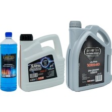 Powerten 10W40 Motor Yağı 4 Litre + Kırmızı Antifriz 3 Litre + Cam Suyu