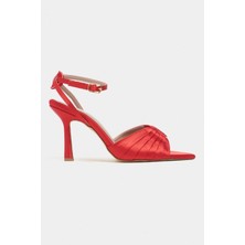 Nişantaşı Shoes Raven Kırmızı Saten Bilek Bağlı Kadın Ince Topuklu Ayakkabı