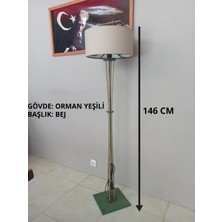 Balsa Dekor Ahşap Lambader-Ahşap Ayaklı Köşe Lambası-Orman Yeşili- Bej Başlık
