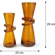 Fiyonk Boğumlu 2li Vazo Amber 29X23 cm