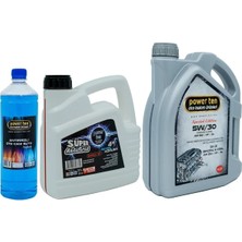 Powerten 5W30 Motor Yağı 4 Litre + Kırmızı Antifriz 3 Litre + Cam Suyu Seti