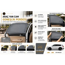 Navanoslu Dacia Dokker  (2012-2015) Model Uyumlu Güneşlik, 2'li Yan Cam Güneşlik Perde ( Lastikli )(Suv)