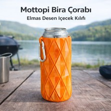 Mottopi Elmas Desenli Bira Kılıfı,Bira Çorabı,Şişe Kılıfı,İçecek Kılıfı,500 ml Şişe Kutu Kılıfı-TURUNCU