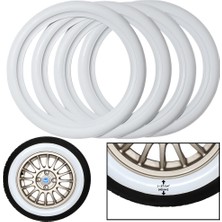 Omega 15 Inç Otomobil Beyaz Yanak Görünümlü Lastik Aksesuarı 45 mm 4 Adet Set (Sararmaz)