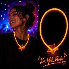 Fosforlu Yıldız Parti Kolyesi – Neon Işıklı Kolye Turuncu Renk