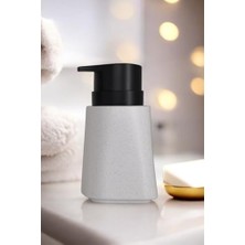 New Max Premium Serisi 300 ml Sıvı Sabunluk Pompalı Mermer Desenli Seramik Sıvı Sabunluk Dispencer Beyaz