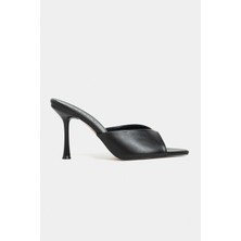 Nişantaşı Shoes Rodi Siyah Mat Sivri Burun Kadın Ince Topuklu Terlik