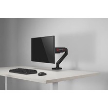 Yake Store Gameon GO-5336 Single Monitor Arm, Gas Spring-Assisted Adjustable Stand, Fits 43 To 81 cm Screens, 9 kg Load, Free-Tilt Design With Cable Management And Keyhole Mounting System - Black
