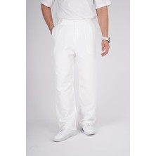 By İmpala Moda Erkek Müslin Keten Kumaş Bel Düğmeli Bol Kesim Baggy Pantolon