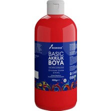 Red Rose Kırmızı Basic Akrilik Boya 500GR, Dekoratif Hobi Amaçlı Sanatsal Canlı Renkler