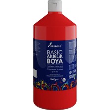 Red Rose Kırmızı Basic Akrilik Boya 1000GR, Dekoratif Hobi Amaçlı Sanatsal Canlı Renkler