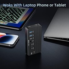 Yake Store Acasıs Nvme M.2 SSD ve Sata SSD Muhafazalı Usb-C Hub 10'u 1 Arada Yerleştirme Istasyonu 100W Güç Dağıtım Desteği Windows/mac/android Cep Telefonu Için 8 Tb (Siyah)