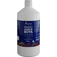 Red Rose Beyaz Basic Akrilik Boya 1000GR, Dekoratif Hobi Amaçlı Sanatsal Canlı Renkler