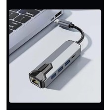 Yake Store Usb-C To Gigabit Ethernet Adaptör 3 Port USB 3.0 Hub + Pd Şarj Destekli Çoklayıcı, 1000 Mbps RJ45 Kablolu Internet, 5gbps Veri Aktarımı | ZR1158