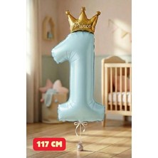 Baloncu Nene Mavi 1 Yaş Prens Taçlı Folyo Balon Doğum Günü Folyo Balon Folyo Balon Çocuk Doğum Günü Balon