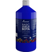Red Rose Mavi Basic Akrilik Boya 1000GR, Dekoratif Hobi Amaçlı Sanatsal Canlı Renkler