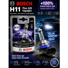 Bosch H11 Plus 120 Gigalight Far Ampulü %120 Daha Fazla Işık H11 12V 55W PGJ19-2 Orijinal Bosch Tekli