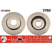 TRW Ön Fren Diski Hava Kanallı Mıtsubıshı Lancer 1.6l 4G18 CS3A 03-08 276 Çap x 4 Bijon - Takım Disk Fiyatıdır