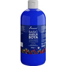 Red Rose Mavi Basic Akrilik Boya 500GR, Dekoratif Hobi Amaçlı Sanatsal Canlı Renkler