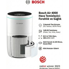 Bosch Air 4000 62.5m² Geniş Salon %99.9 Virüs Bakteri Temizleyici 3 Katmanlı Hepa 13 Filtreli Akıllı Profesyonel Hava Temizleme Cihazı