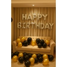 Baloncu Nene Happy Birthday Folyo Set Gold Gümüş Balon Parti Doğum Günü Süsleme Seti