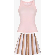 Penti Pembe Isla Çizgili Şort Pijama Takımı