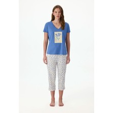 Penti Flower Time Kısa Kollu Kapri Pijama Takımı