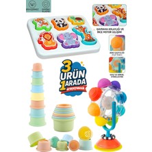 Belirtilmemiş Neşeli Hayvanlar Bultak + Mama Sandalyesi Eğlencesi Vantuzlu Işıklı Dönme Dolap +8 Li Kule