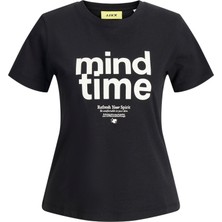 Jack & Jones Kadin Baskili Slim Fit Tisört - Mimi
